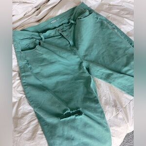 Old Navy 16 stretch cropped boyfriend fit loose mid-rise teal jeans